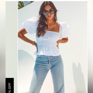 ASTR The Label- Savina Bubble Sleeve Top